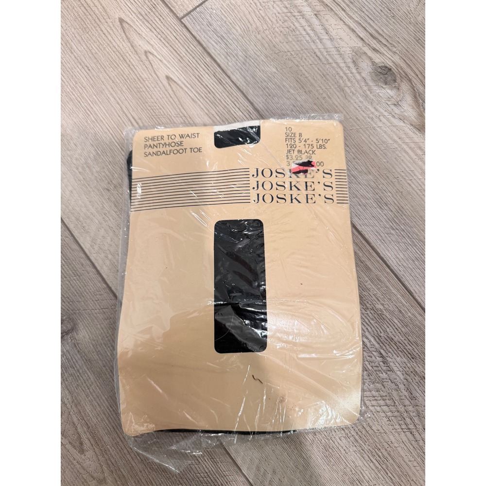 Vintage Joskes Sheer To Waist Pantyhose Jet Black Sandalfoot Toe Size B NIP